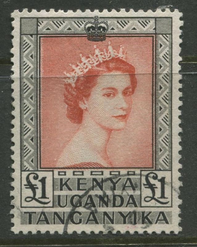 Kenya & Uganda - Scott 117 - QEII Definitive -1954 - Used - Single 1Pound Stamp