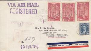 1940, Toronto, Canada to Caracas, Venezuela, Censored, See Remark (C3217)