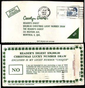 Canada-cover #10017 - 5c Centennial on Reader's Digest Christmas L...