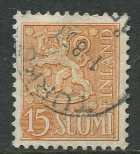 Finland - Scott 318 - Arms of Finland -1954- FU - Single 15m Stamp