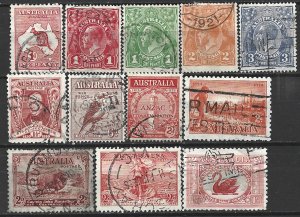 COLLECTION LOT 16042 AUSTRALIA 12 STAMPS  1913+ CV+$20