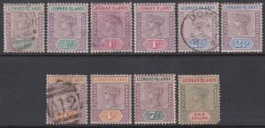 Leeward Islands 1890 Mint + Used QV Selection to 1s