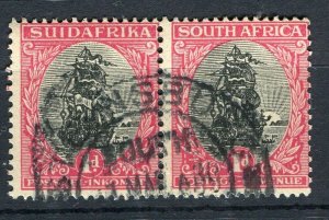 SOUTH AFRICA; 1920s-30s Dromedarius issue 1d. fine used POSTMARK Pair