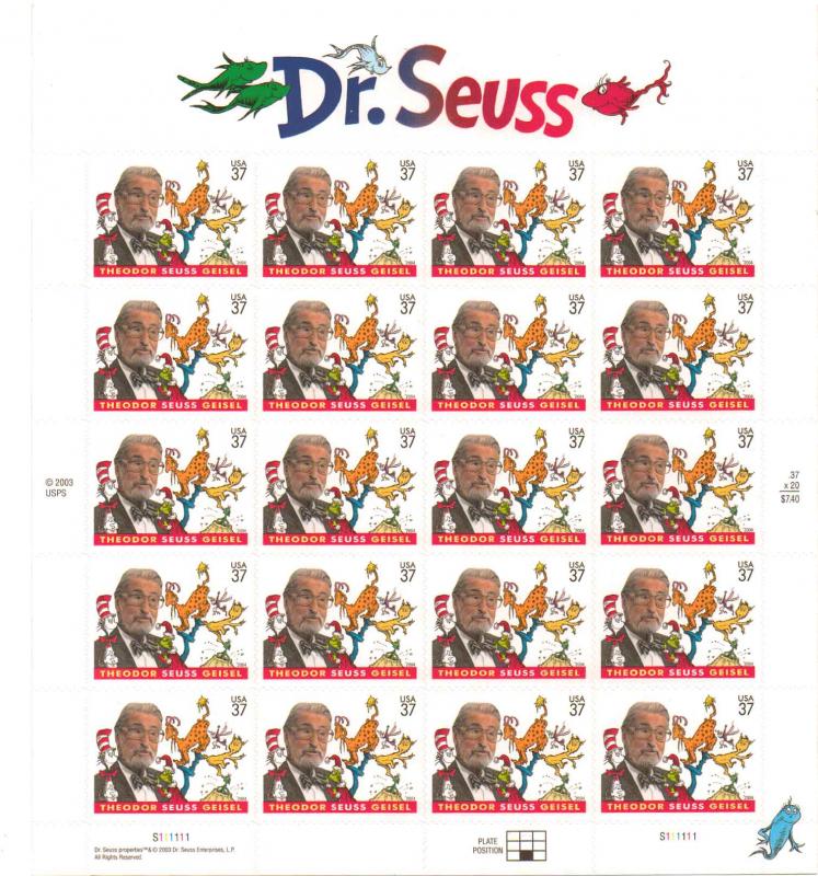 US 3835 - 37¢ Theodore Seuss Geisel Unused