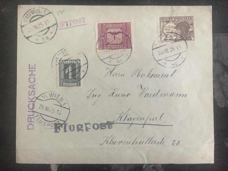 1925 Vienna Austria Airmail Cover To Klagenfurt 