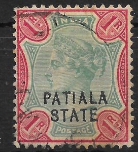 INDIA-PATIALA SG28 1896 1r GREEN & CARMINE USED