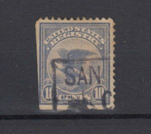 USA 1914 10c Blue Eagle Registry Fine Used JK8332