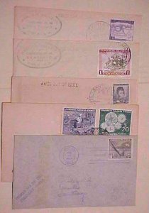 CHILE  5 DIFF. FDC 1941-1950's  UNCACHET  