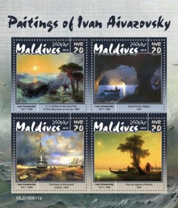 Maldives 2019 MNH Art Stamps Ivan Aivazovsky Paintings 4v M/S