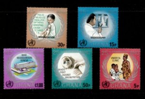 Ghana 1973 - Medicine, W.H.O.  - Set of 5 Stamps - Scott #479-83 - MNH