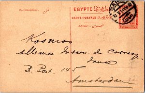 Egypt 4m Giza Pyramids Postal Card 1914 Cairo to Amsterdam, Netherlands.