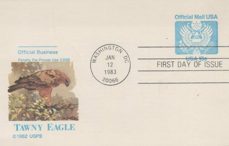 3 US First Day Cover Official Postcards 1983 Eagles and Flag Cachets Scott #UZ2