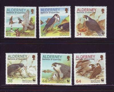 Alderney Sc 142-7 2000 Falcon stamp set mint NH