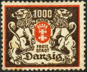 DANZIG - 1923 - Mi.145 1000 Mk red & black-brown - Mint(*)/*