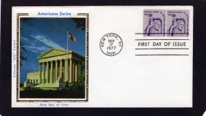 1592 Justice, FDC pair Colorano Silk