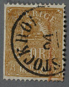 Sweden #13 Used Fine/VF Cancel STOCKHOLM Left Perfs Trimmed