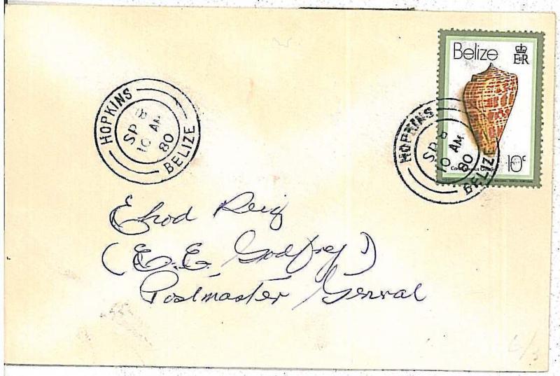 SHELLS - POSTAL HISTORY -  BELIZE : Postmark on COVER 1980 - HOPKINS