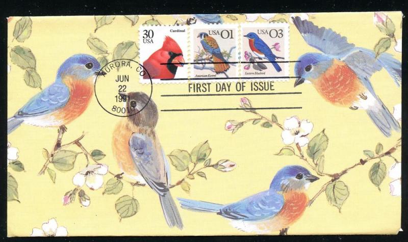 US 2476, 2478 & 2480 UA Birds hand made Garniss FDC