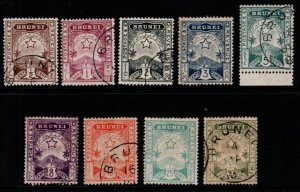 BRUNEI SG1/9 1895 DEFINITIVE SET TO 50c FINE USED