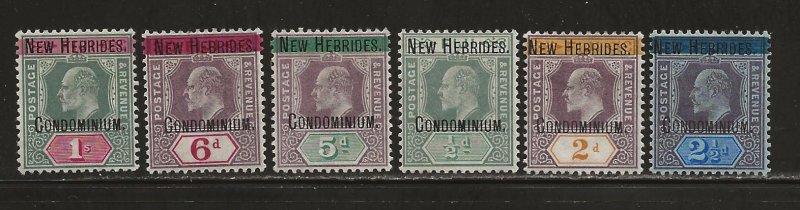 NEW HEBRIDES - BRITISH SC# 1-6  F/MOG 1908-9