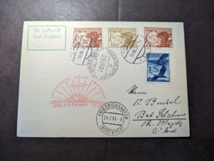 1931 Austria LZ 127 Graf Zeppelin Polar Flight Cover Vienna to Bad Salzuflen