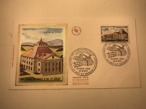 France Colorano silk FDC, 26-9-1970, Salines de Chaux - Nicolas Ledoux