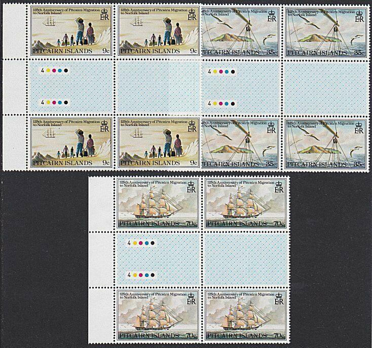 PITCAIRN 1981 Migration to Norfolk set gutter plate blocks MNH.............55250