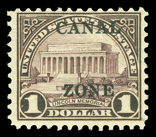 Canal Zone Scott 95 1926 $1.00 Flat Plate Overprint Issue Mint Fine+ OG Cat $120