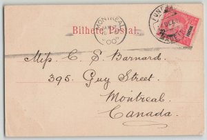 Portugal Funchal 1900 Madeira Postcard 25c to Montreal Canada
