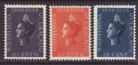 Netherlands Antilles-Sc#144-6- id8-unused NH set-Queen Wilhelmina-1938-
