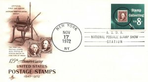 125th ANNIVERSARY UNITED STATES POSTAGE STAMPS 1847 - 1972 ASDA FIRST DAY COVER