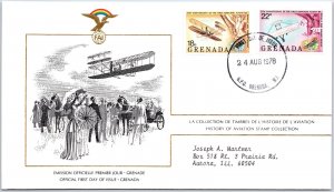 HISTORY OF AVIATION TOPICAL FIRST DAY COVER SERIES 1978 - GRENADA 18c AND 22c