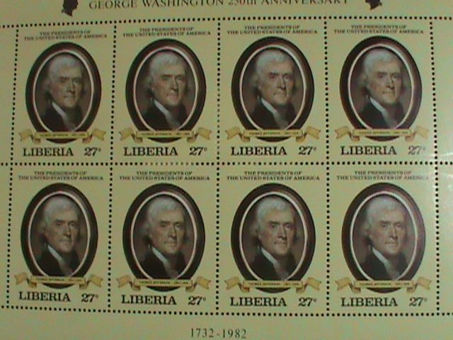 LIBERIA: 1981-SC#907 AMERICAN PRESIDENT -THOMAS JEFFERSON ,MINT-FULL SHEET