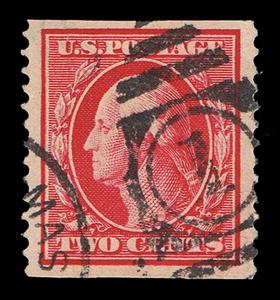 GENUINE SCOTT #353 POSTALLY USED 1909 PERF-12 COIL SINGLE DUPLEX CANCEL SCV $220