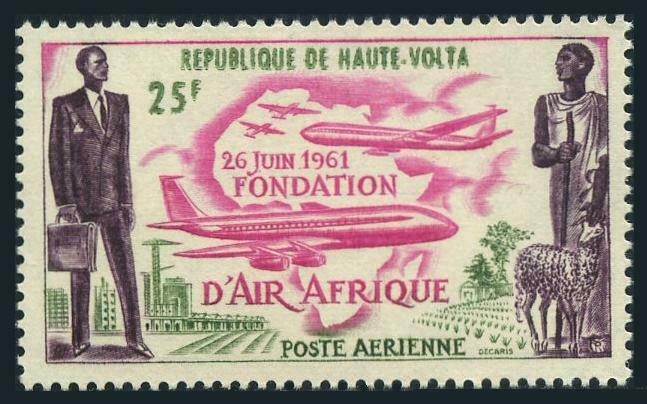 Burkina Faso C4,MNH.Michel 98. Air Afrique 1962.Modern &Ancient Africa.Sheep.