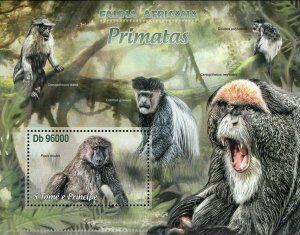 Primates Stamp Papio Anubis Cercopithecus Diana S/S MNH #5150 / Bl.889