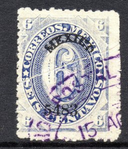 Mexico 1883 Foreign Mail Small Numeral 6¢ Blue Mexico District MX32