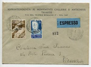 Trieste At Fiera di Milano '51 two values on a circulated cover