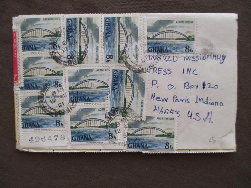 1981 Ghana To USA Missionary Cover - 20 Stamps! - See Reverse (VV44)