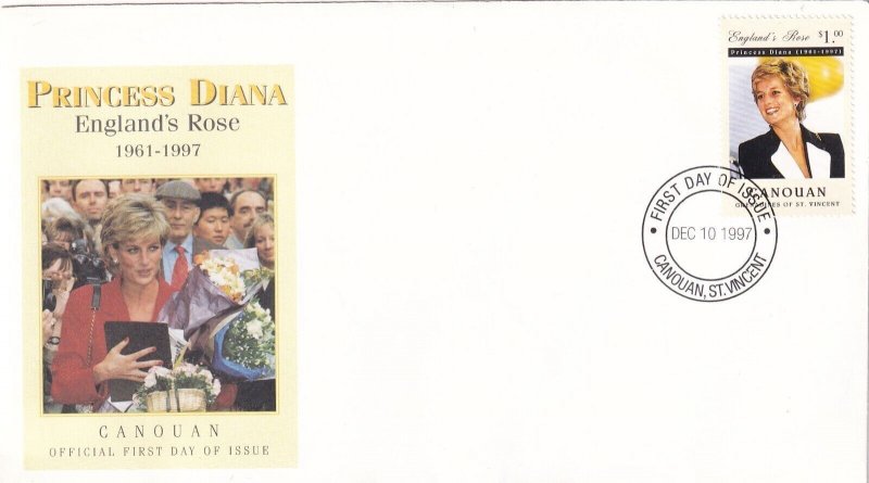 SA24e Grenadines of St. Vincent, Canouan 1997  Death of Princess Diana, FDC