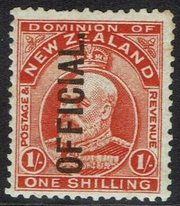 NEW ZEALAND 1910 OFFICIAL KEVII 1/- 