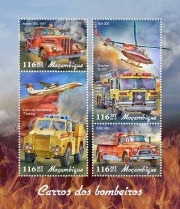 MOZAMBIQUE - 2019 - Fire Engines - Perf 4v Sheet - Mint Never Hinged