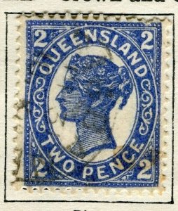 AUSTRALIA; QUEENSLAND 1906 early classic QV issue fine used 2d. value