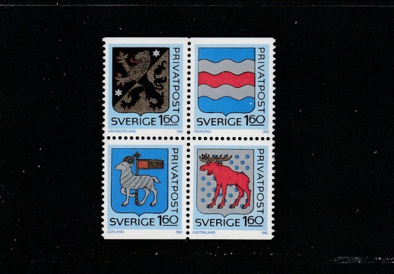 Sweden  Scott#  1456-1459  MH  (1983 Provincial Arms)