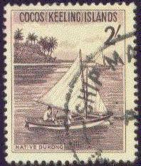 COCOS ISLS.   5 USED 1963 2sh Sailboat CV $5.50