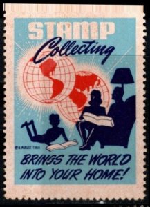 Vintage US Poster Stamp Stamp Collecting Brings The World Into Your Home”