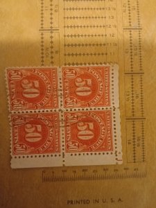 Postage Due 50cents, dull carmine plate of 4