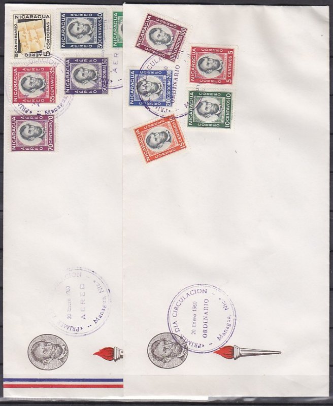 Nicaragua, Scott cat. 824~C442. President Lincoln. 2 Long First day covers. ^