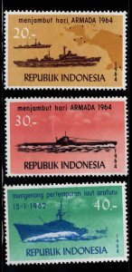 Indonesia Scott 648-650 MH* 1965 Navy Ship set