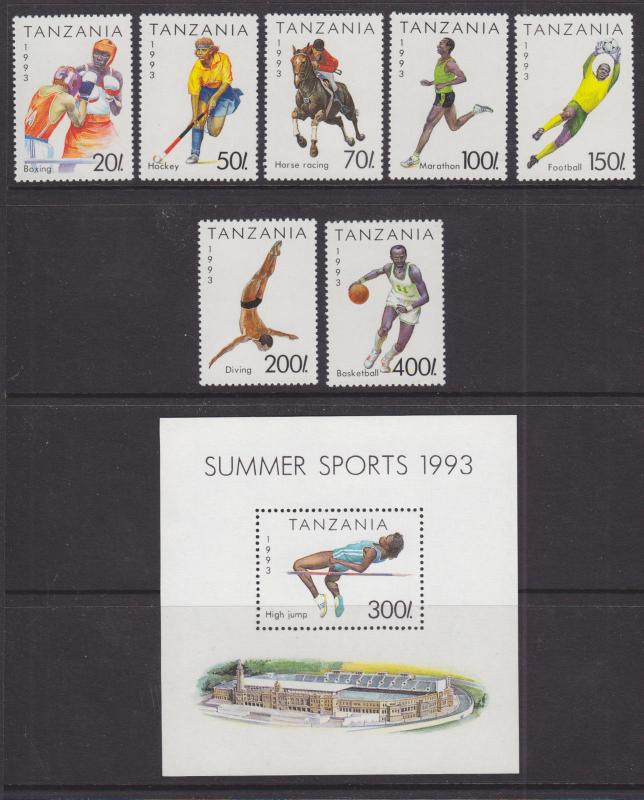 Tanzania Sc 1018-1025 MNH. 1993 Summer Sports incl Souvenir Sheet